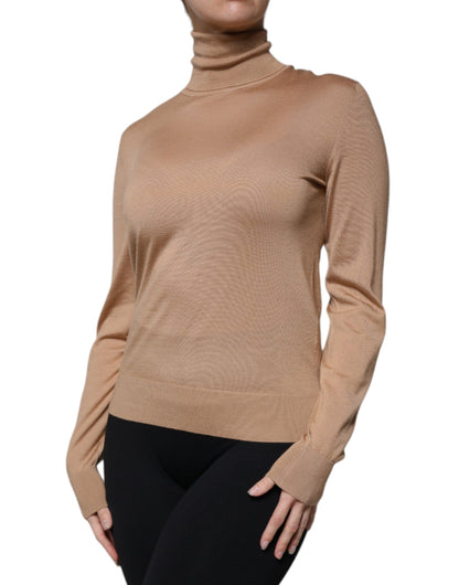 Dolce & Gabbana Brauner Rollkragenpullover mit langen Ärmeln