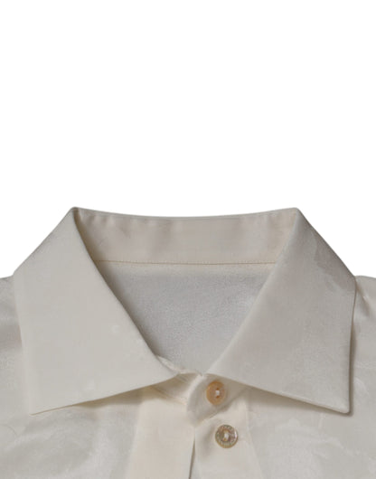 Dolce & Gabbana Weißes Seidenhemd mit Kragen und langen Ärmeln