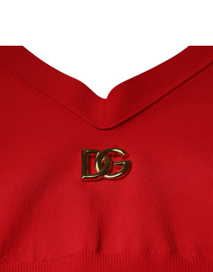 Dolce & Gabbana Rotes ärmelloses Viskose-Träger-Top