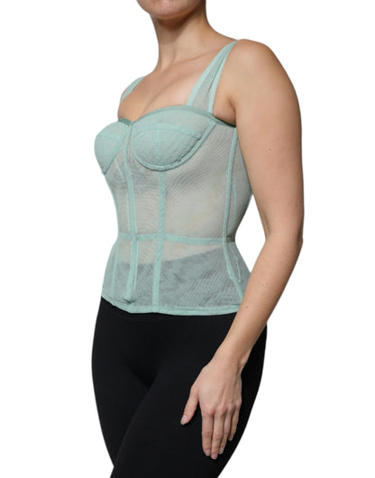 Dolce & Gabbana Grünes Baumwoll-Bustier Korsett ärmelloses Top