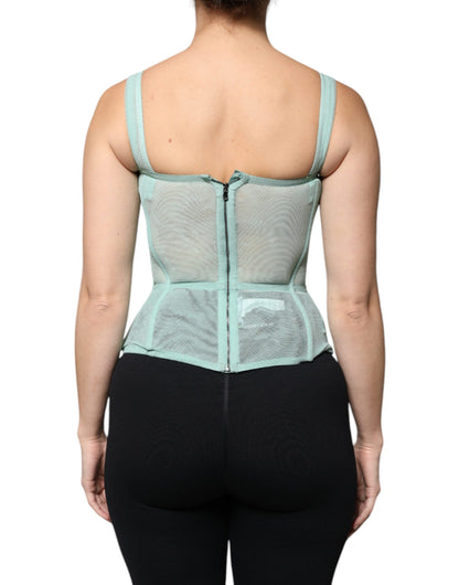 Dolce & Gabbana Grünes Baumwoll-Bustier Korsett ärmelloses Top