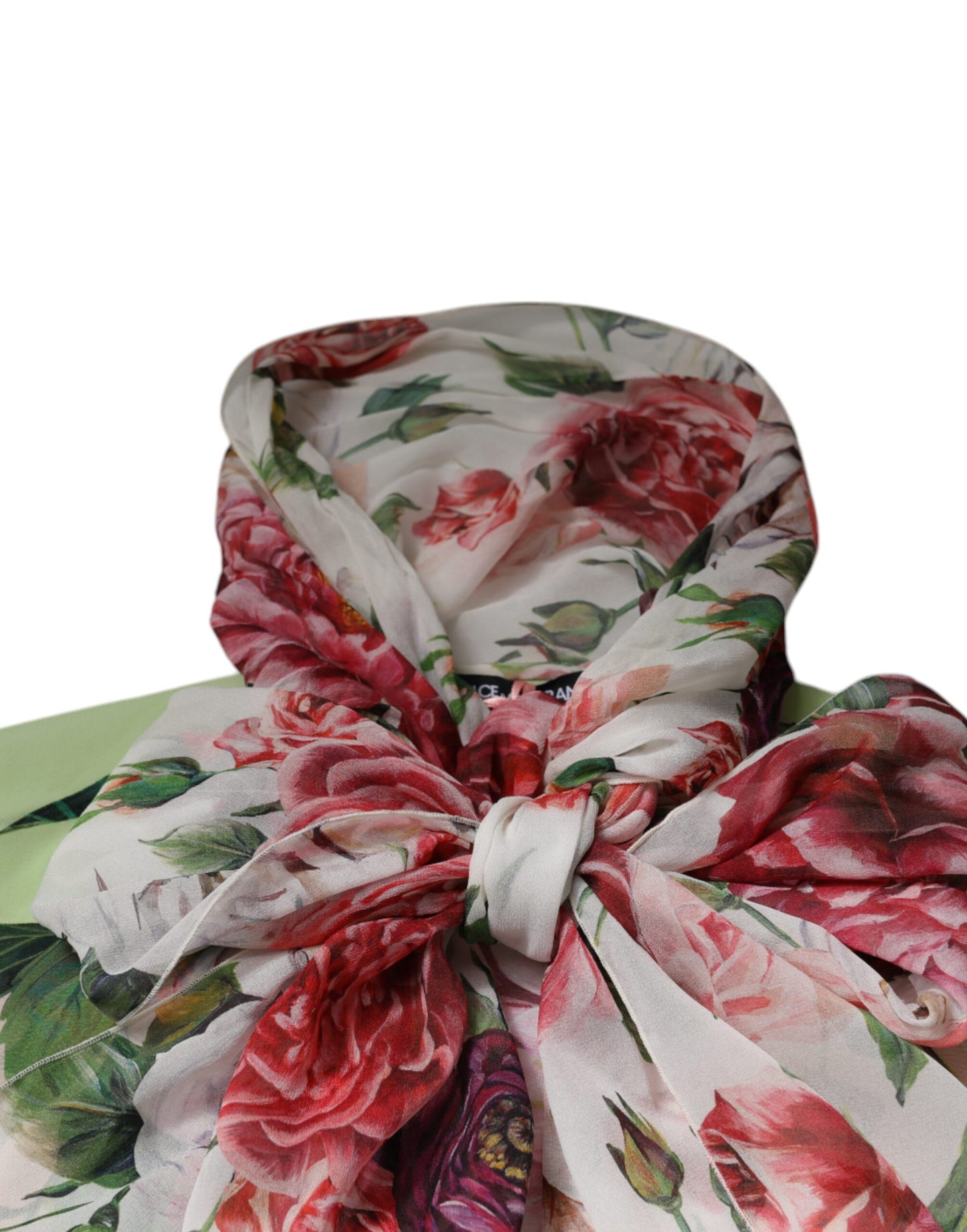 Dolce & Gabbana Multicolor Floral Patchwork Ascot Kragen Top