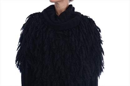 Dolce & Gabbana Schwarzer Fransen-Wollpullover