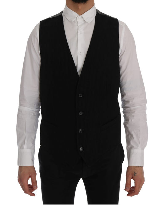 Dolce & Gabbana Schwarze STAFF Baumwollseidenweste