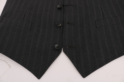 Dolce & Gabbana Graue STAFF Wool Stretch-Weste