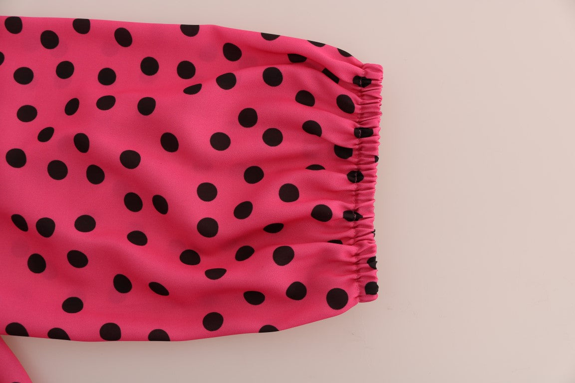 Dolce & Gabbana Rosa gepunktete Seidenbluse
