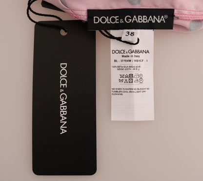 Dolce & Gabbana Rosa gepunktete Seidenbluse