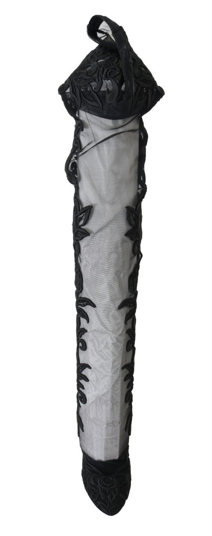 Dolce & Gabbana Schwarze floral bestickte Socken Stiefel