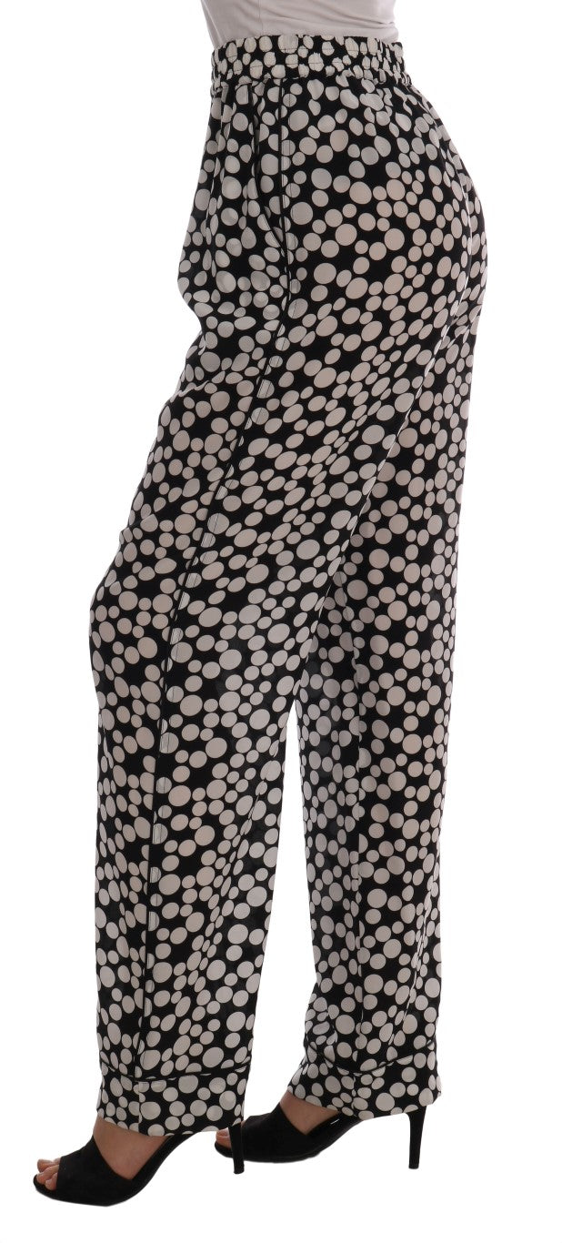 Dolce &amp; Gabbana Elegant polka dot high waist silk trousers