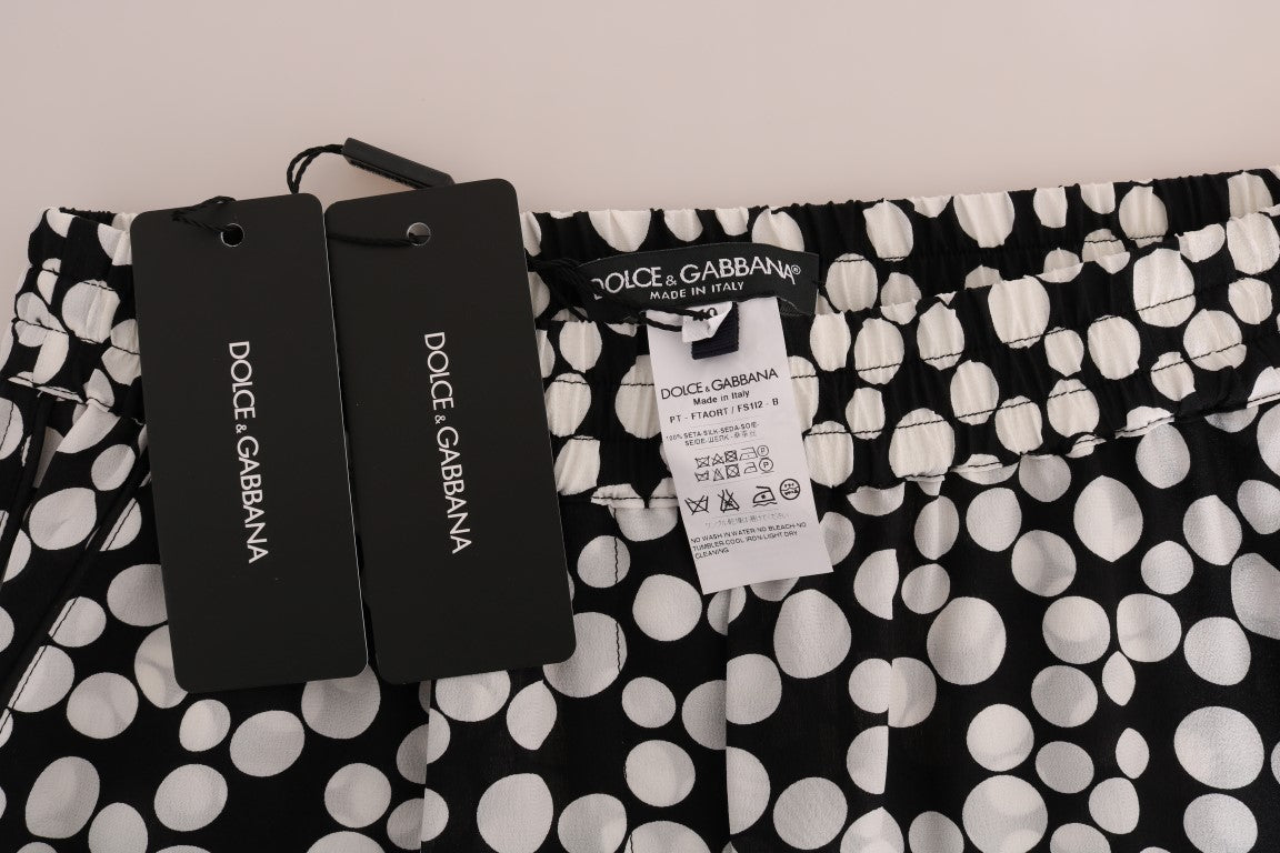 Dolce &amp; Gabbana Elegant polka dot high waist silk trousers