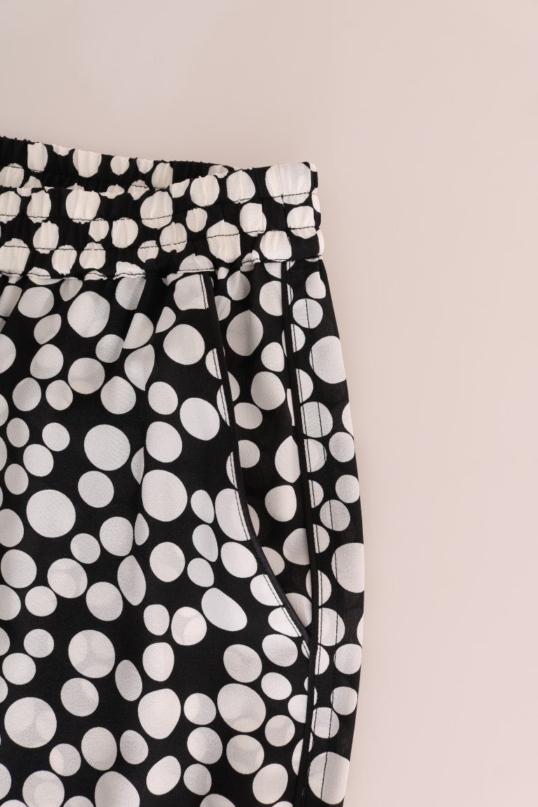 Dolce &amp; Gabbana Elegant polka dot high waist silk trousers