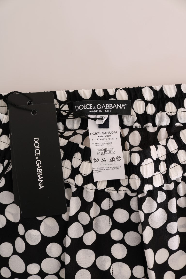 Dolce &amp; Gabbana Elegant polka dot high waist silk trousers