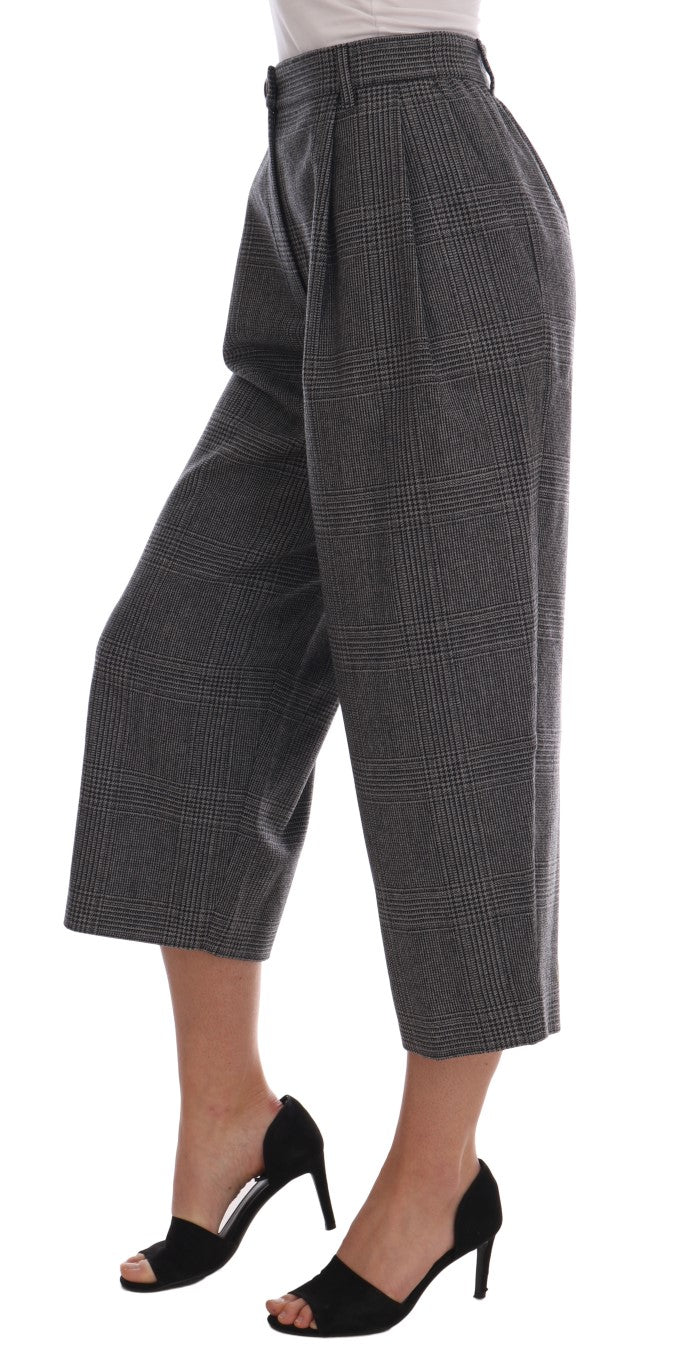 Dolce &amp; Gabbana Elegant grey checked capri wool pants