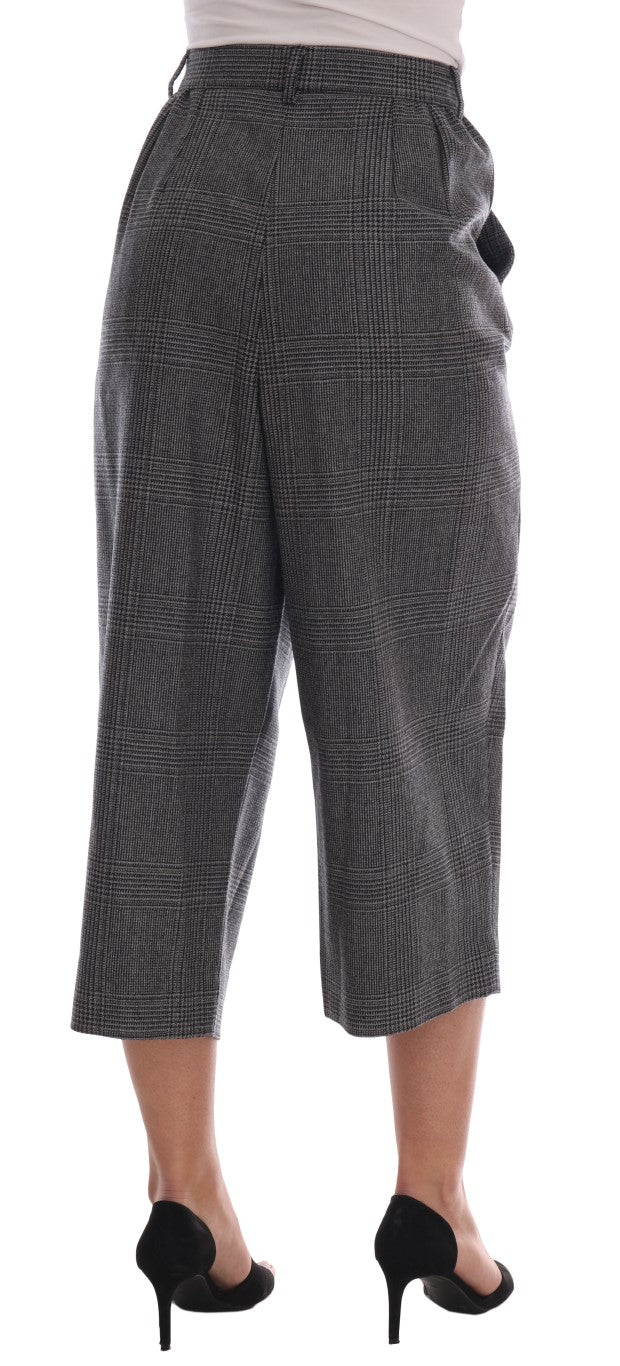 Dolce &amp; Gabbana Elegant grey checked capri wool pants