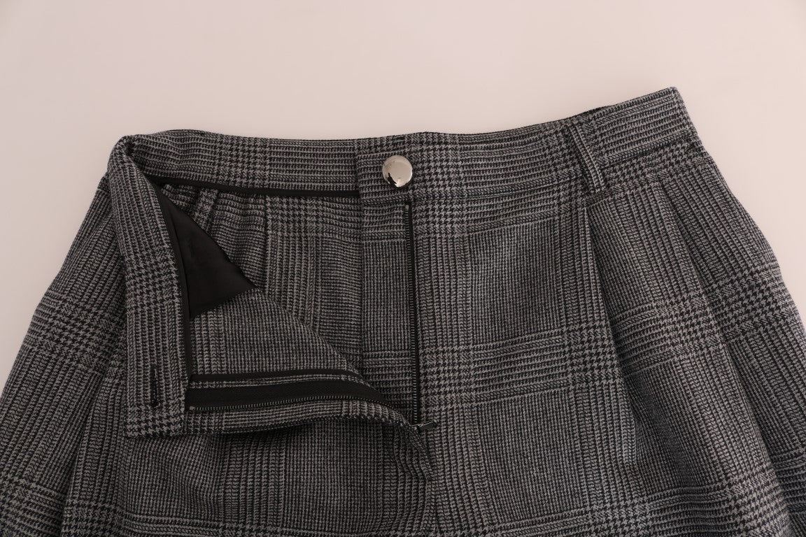 Dolce &amp; Gabbana Elegant grey checked capri wool pants