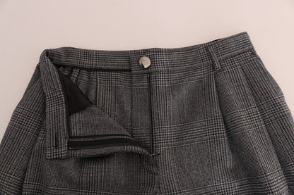 Dolce &amp; Gabbana Elegant grey checked capri wool pants
