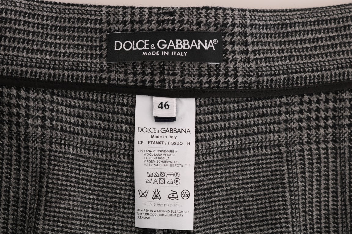 Dolce &amp; Gabbana Elegant grey checked capri wool pants