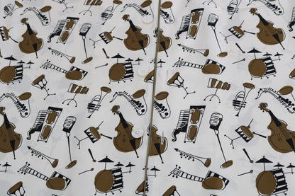 Dolce & Gabbana Weißes Seidenhemd mit JAZZ-Motivdruck
