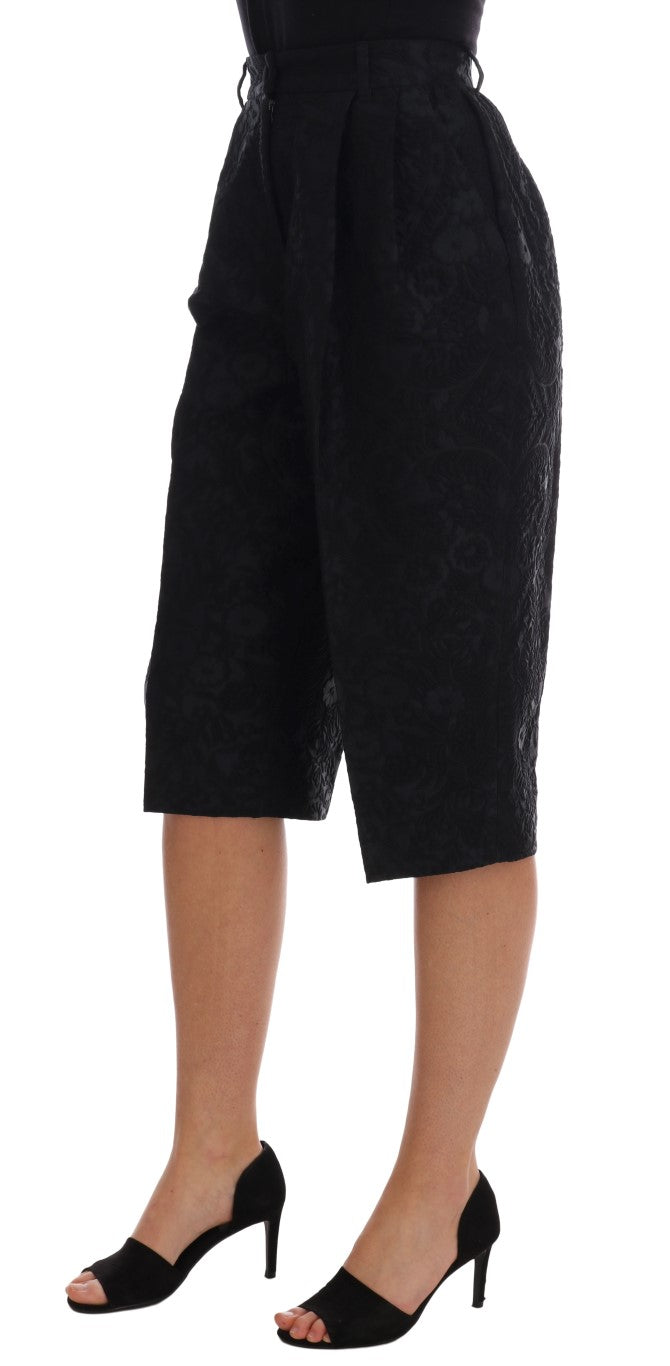 Dolce &amp; Gabbana Elegant Brocade Dress with Floral Print Shorts