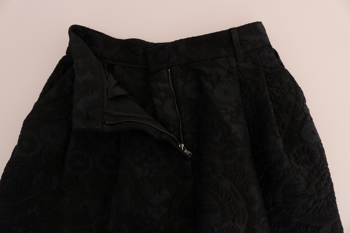 Dolce &amp; Gabbana Elegant Brocade Dress with Floral Print Shorts