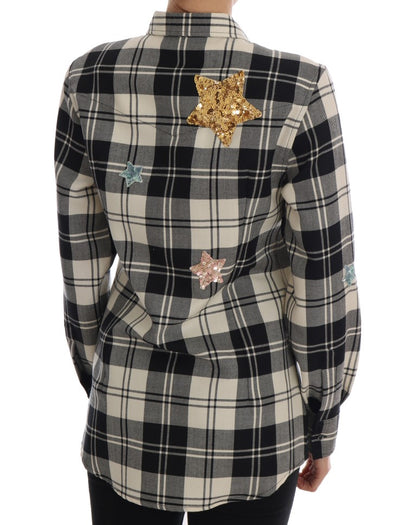 Dolce & Gabbana Schwarz Weiß Märchen Kristall Shirt