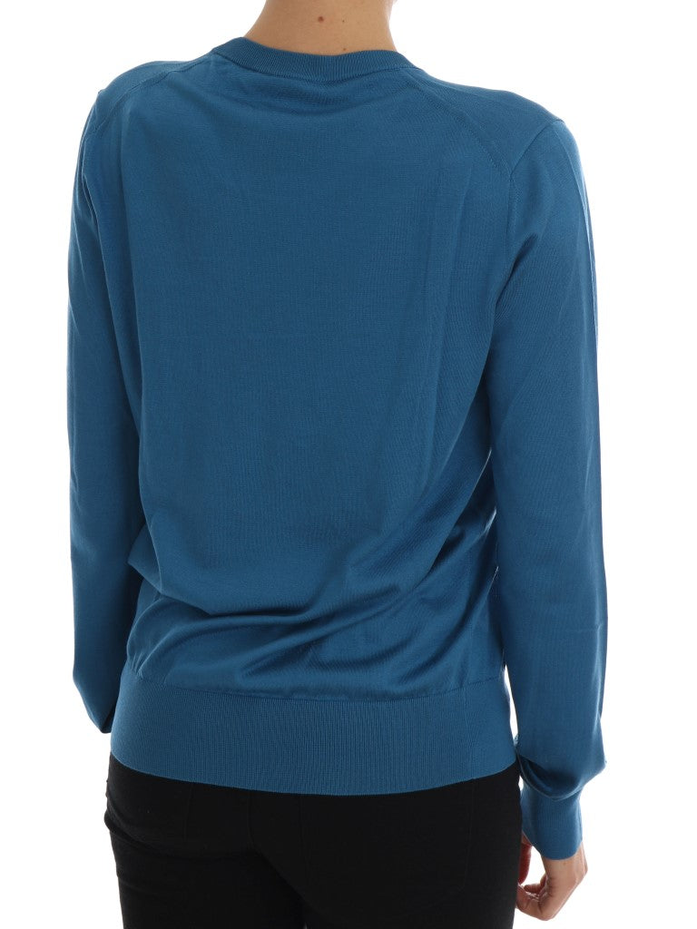 Dolce & Gabbana Blauer Seidenpullover Love is Pullover