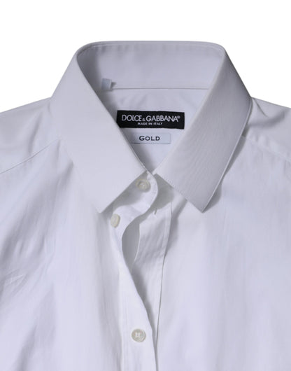 Dolce & Gabbana Weißes formelles Herrenhemd GOLD aus Baumwolle