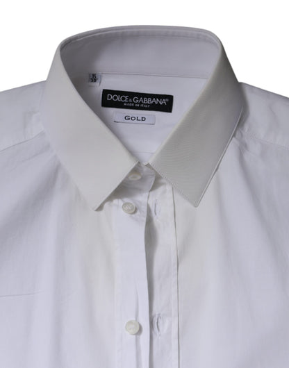 Dolce & Gabbana Weißes formelles Herrenhemd GOLD aus Baumwolle
