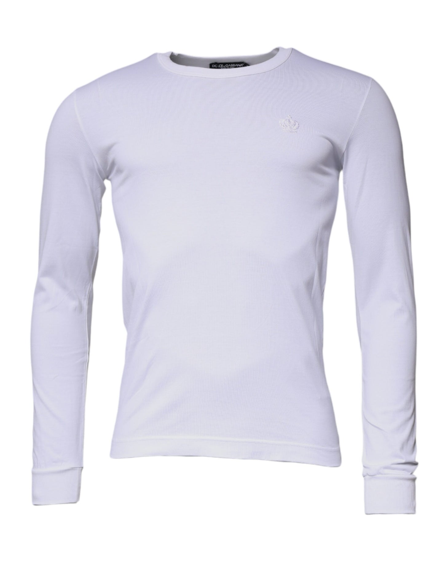 Dolce & Gabbana Weißer Crown Crew Neck Baumwollpullover