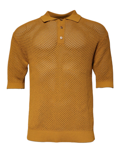 Dolce & Gabbana Braunes T-Shirt mit gelochtem Kragen und kurzen Ärmeln