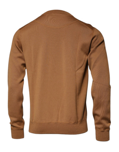 Dolce & Gabbana Brauner Logo-Plakette Rundhals-Pullover
