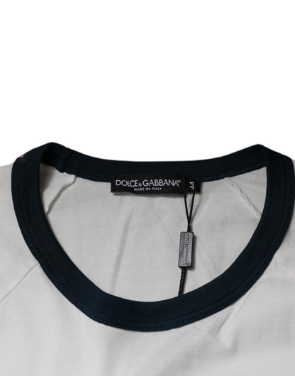 Dolce & Gabbana Weißes DG Crown Baumwoll-T-Shirt mit Rundhalsausschnitt