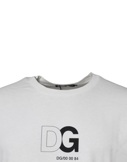 Dolce & Gabbana Weißes DG Logo Rundhals T-Shirt mit kurzen Ärmeln