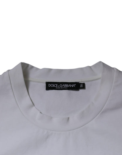 Dolce & Gabbana Weißes DG Logo Rundhals T-Shirt mit kurzen Ärmeln