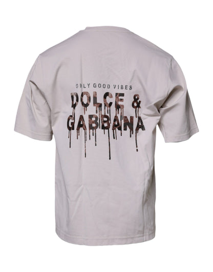 Dolce & Gabbana Beige DG Logo Rundhalsausschnitt Kurzarm-T-Shirt