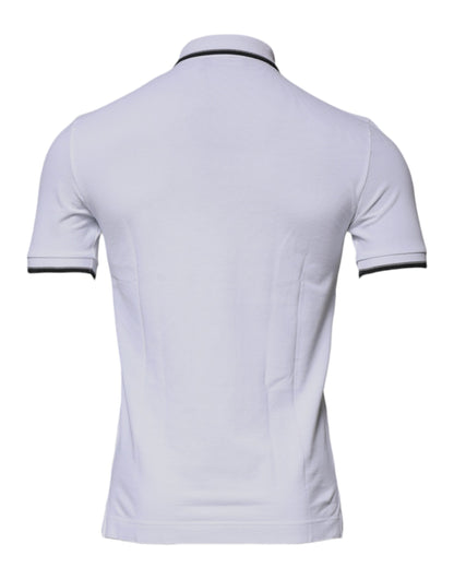 Dolce & Gabbana Weißes Baumwollkronen-Polo-T-Shirt mit Kragen
