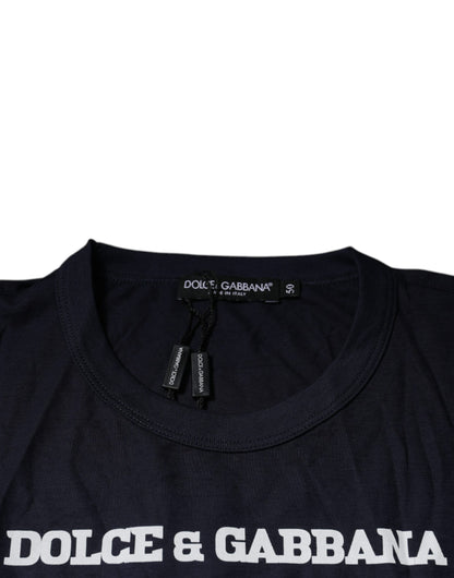 Dolce & Gabbana Blaues D&G King Of Love Baumwoll-T-Shirt mit Rundhalsausschnitt