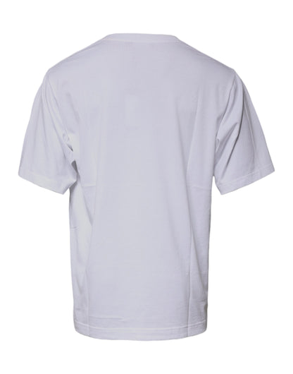 Dolce & Gabbana Weißes DG Milano Baumwoll-T-Shirt mit Rundhalsausschnitt