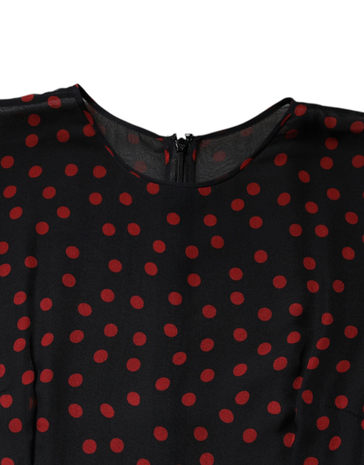 Dolce & Gabbana Schwarz-rot gepunktetes Midikleid aus Seide in Lagen