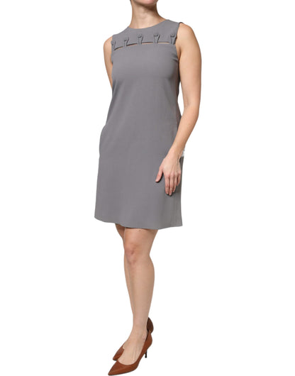 Emporio Armani Graues ärmelloses A-Linien-Minikleid mit Rundhalsausschnitt