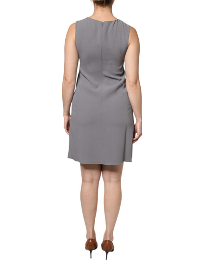 Emporio Armani Graues ärmelloses A-Linien-Minikleid mit Rundhalsausschnitt