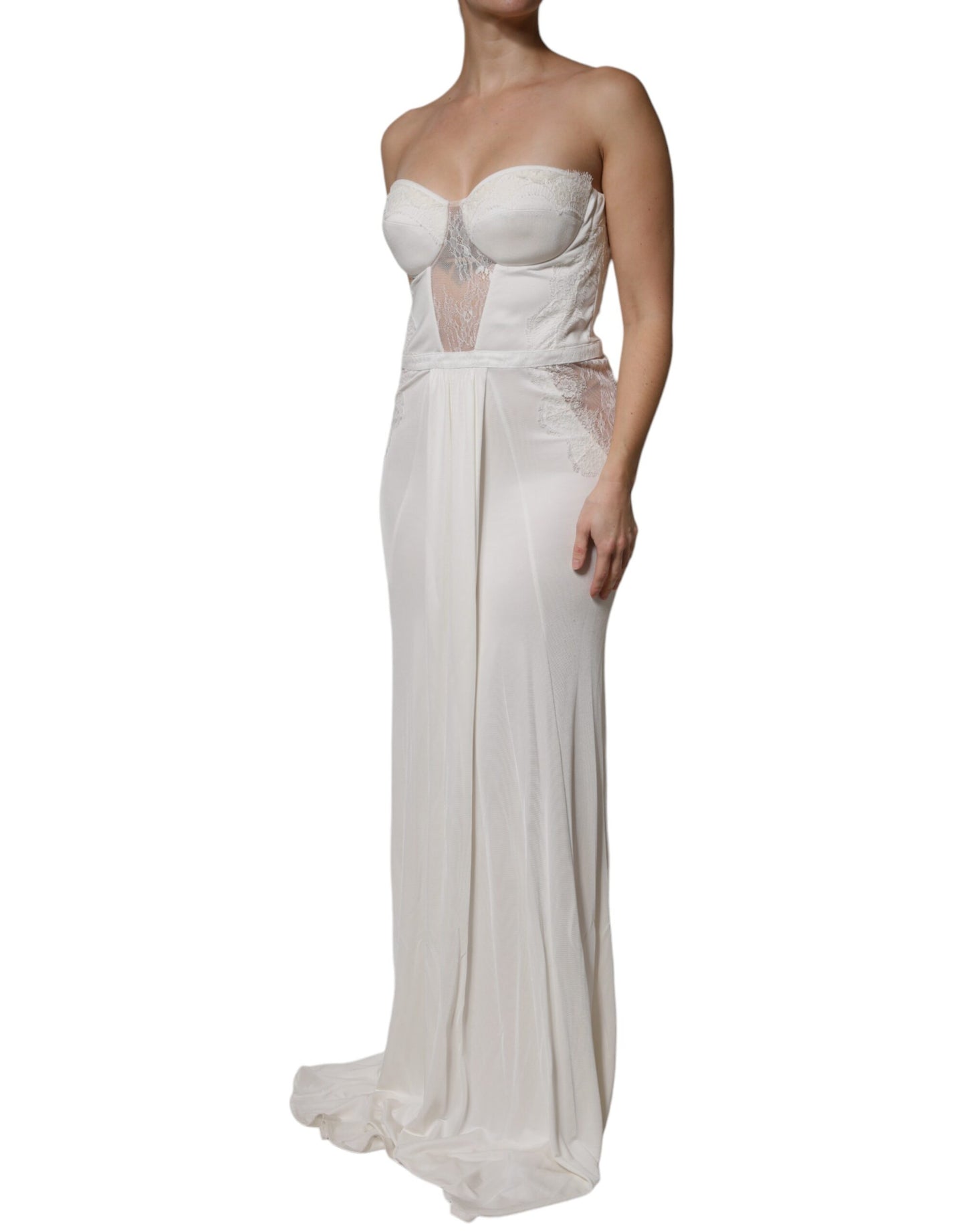 Elisabetta Franchi Weißes trägerloses Bustier Meerjungfrauen-Kleid