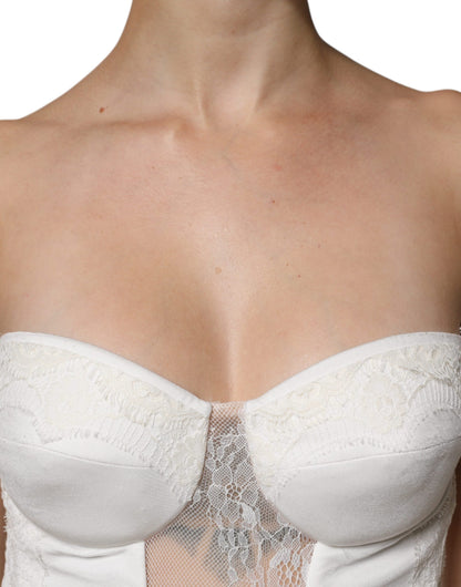 Elisabetta Franchi Weißes trägerloses Bustier Meerjungfrauen-Kleid