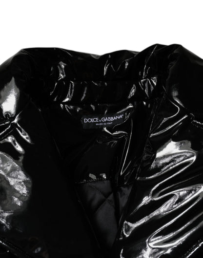 Dolce & Gabbana Schwarze Polyester-Blouson-Jacke mit Knopfleiste