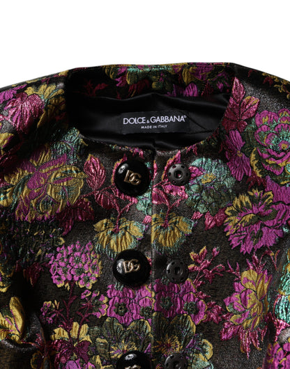 Dolce & Gabbana Gekürzte Jacke aus mehrfarbigem Blumen-Jacquard