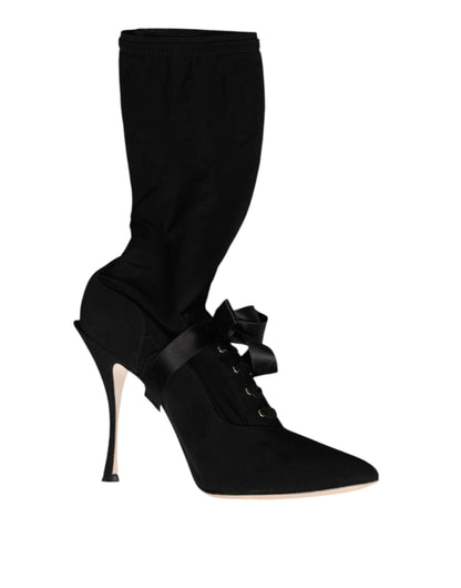 Dolce & Gabbana Schwarz Stiletto Heels Mid Calf Stiefel Schuhe