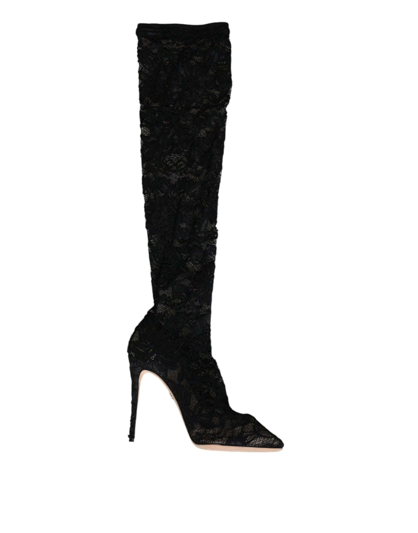 Dolce & Gabbana Schwarz Stretch Socken Taormina Spitze Stiefel Schuhe