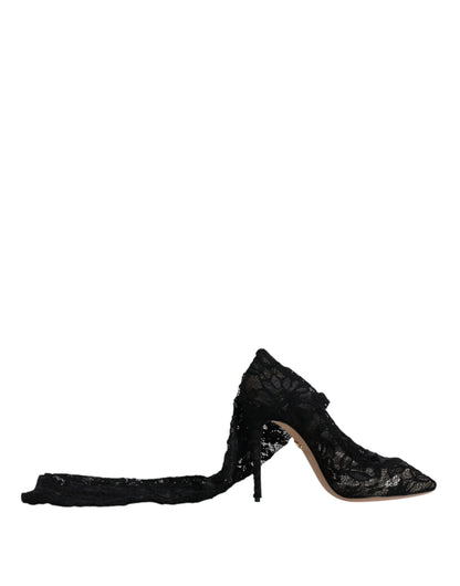 Dolce & Gabbana Schwarz Stretch Socken Taormina Spitze Stiefel Schuhe