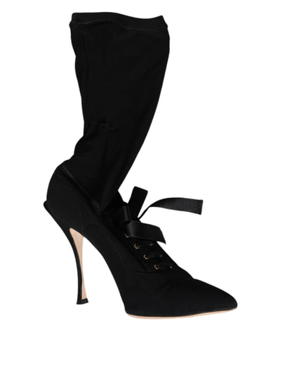Dolce & Gabbana Schwarz Stiletto Heels Mid Calf Stiefel Schuhe