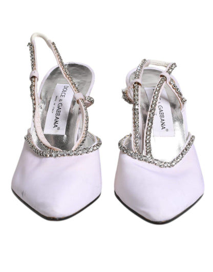 Dolce & Gabbana Weiß Strass Kristall Slingbacks Pumps Schuhe